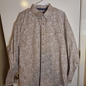 Men's Beige Patterned Button-Up Shirt Wrangler George Strait Collection. Size XL